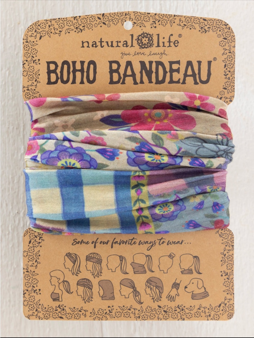 NATURAL LIFE Boho Floral Bandeau Headband - Pink, Purple, Blue, Cream # 219